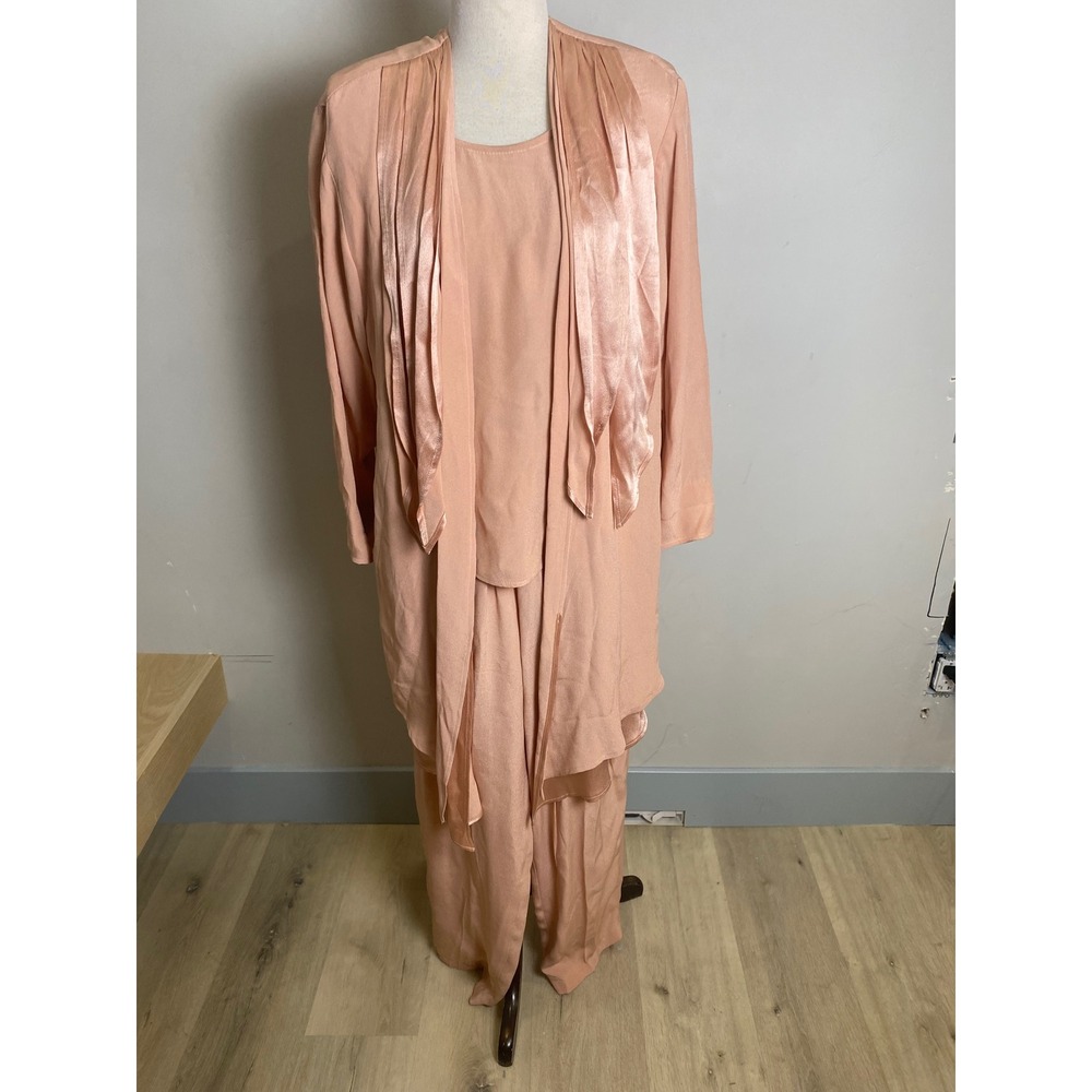 Vintage JC California 3 Piece Pant Set Jacket Blouse Peach Pink Size M 80s 90s